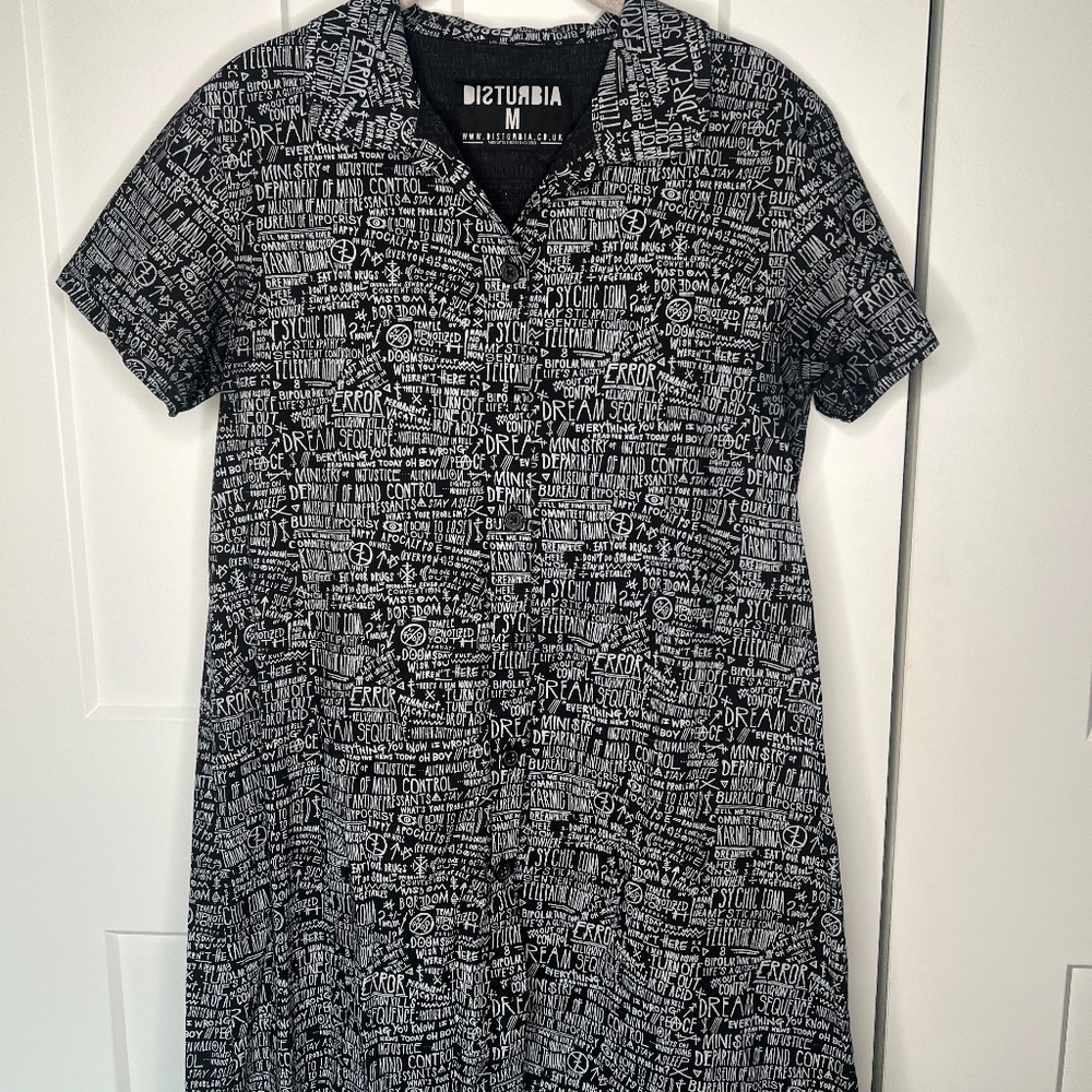 Disturbia Graphic Print Shirt Dress Women's Size Medium